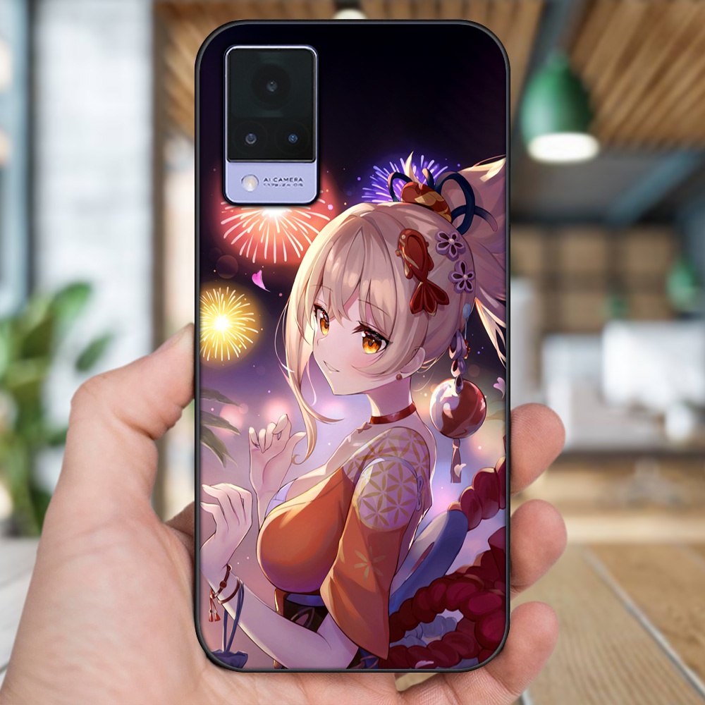 Ốp lưng Vivo V21 viền đen in hình Yoimiya Genshin Impact