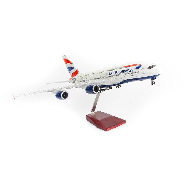 Mô hình máy bay lắp ráp có đèn led British Airways Airbus A380 47cm Everfly