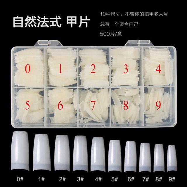 Móng nối vuông, hộp móng Hàn Quốc form Vuông, móng chuyên dụng cho ngành nail  (500 Móng)