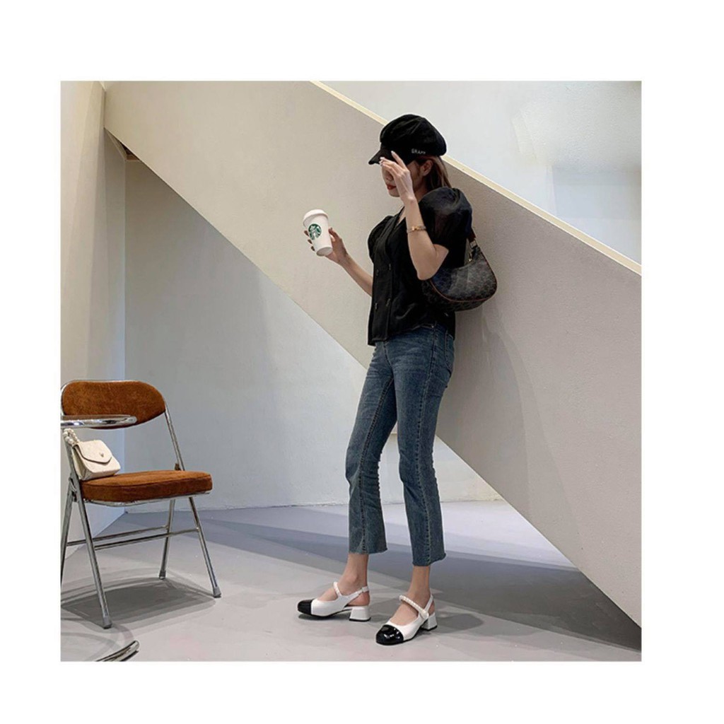 Sandal cao gót Miu Miu quai xích gót vuông 3p