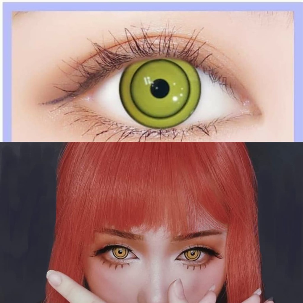 Kính áp tròng cosplay vàng 2 vòng - Lens cosplay nhân vật Makima Chainsaw man & Mihawk One Piece