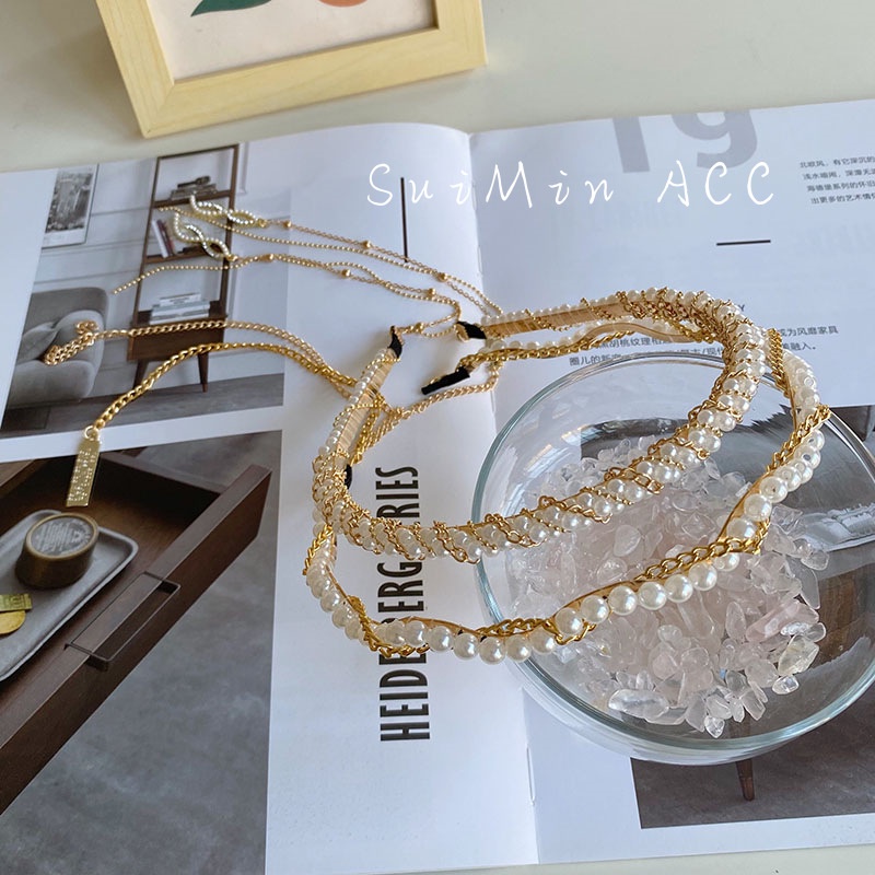 Băng Đô Cài Tóc Đính Ngọc Trai Giả Thời Trang Hàn Quốc Cho Nữ