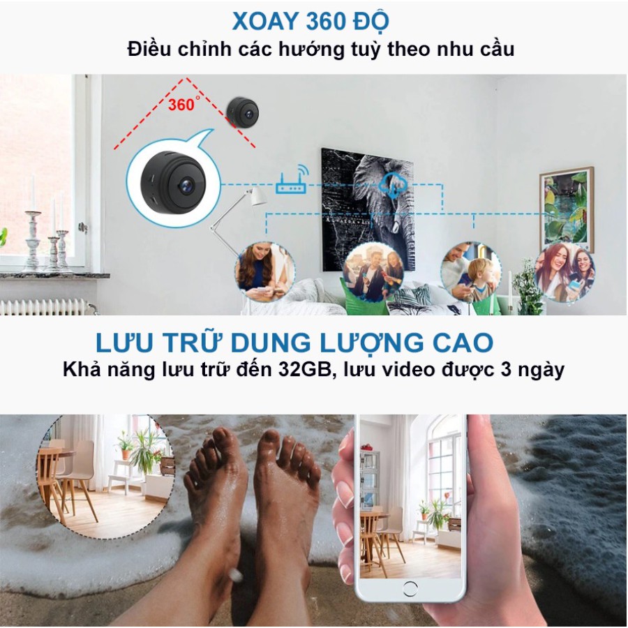 Camera IP Wifi 1080P Máy Quay Phim An Ninh Gia Đình Không Dây, Kết Nối Điện Thoại, Tích Hợp Pin - Bảo Hành 6 Tháng