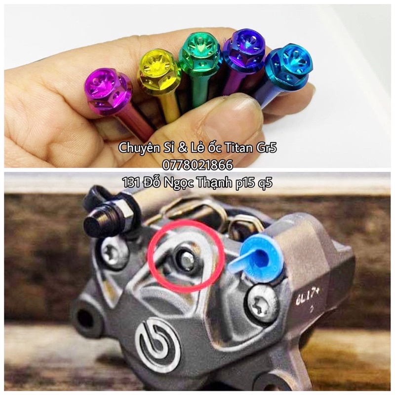 Ốc titan gr5 xỏ bố giữ bố heo brembo , ty brem