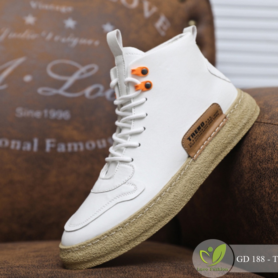 Giày da nam cao cổ màu đen buộc dây cao cấp nhập khẩu GD188