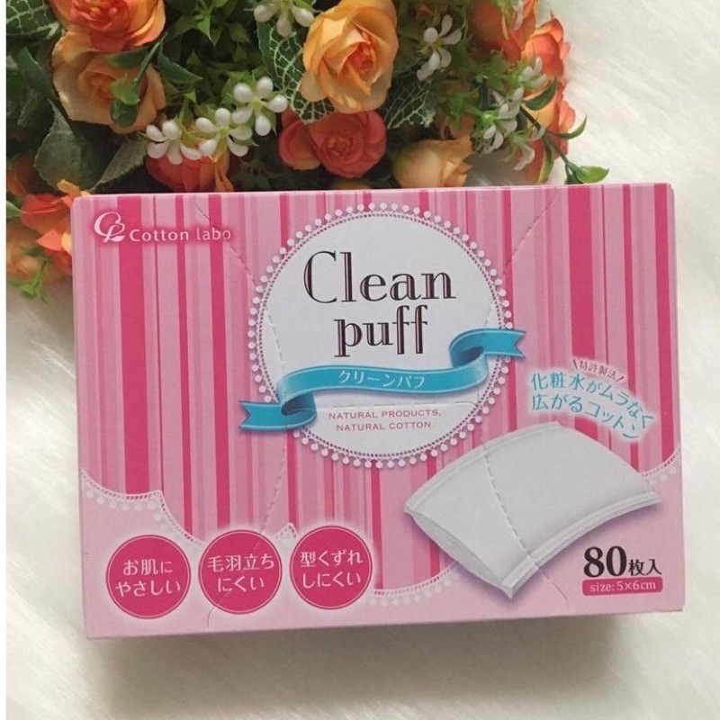 Bông tẩy trang Clean Puff Nhật Bản 80 miếng/hộp