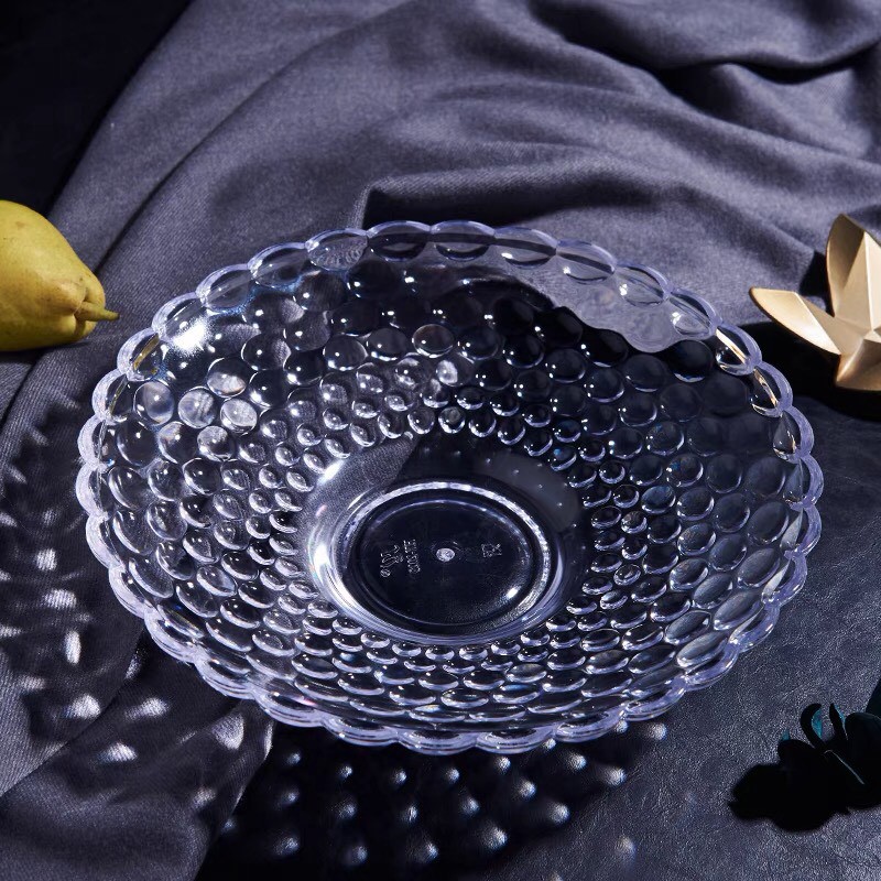 Đĩa thủy tinh dày dặn kích thước lớn, bày hoa quả, dể decor, kiểu dáng đơn giản, sang trọng