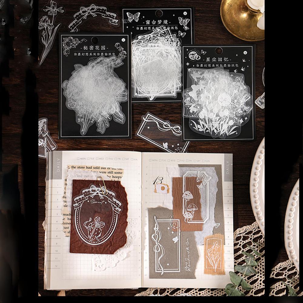 Sticker Dán Trang Trí Sổ Nhật Ký DIY Hình Hoa Bướm Mặt Trăng