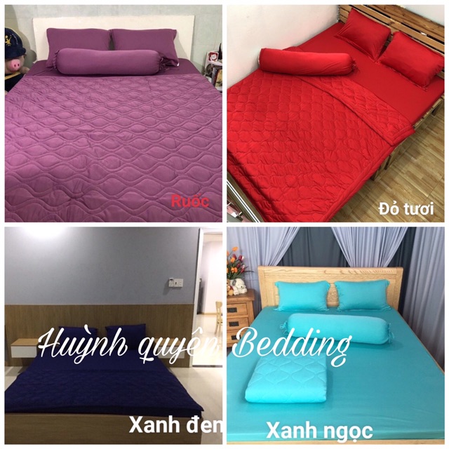 Bộ drap ga thun trơn HQ [FREE SHIP] 4 món mịn, mát, màu sắc đa dạng | BigBuy360 - bigbuy360.vn