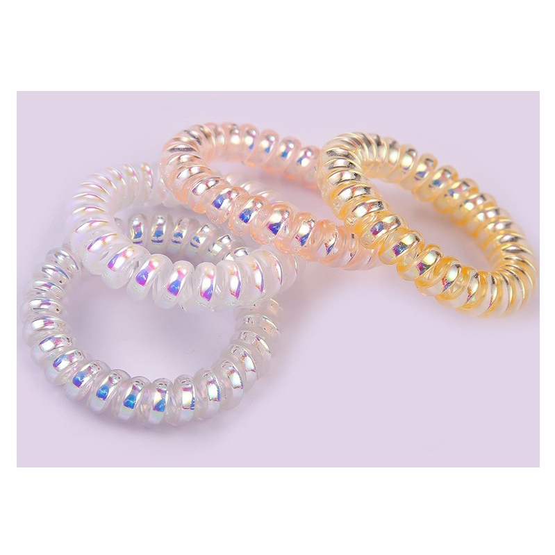 Dây buộc tóc nhựa xinh xắn dạng lò xo xoắn trong suốt Hologram Dc000995