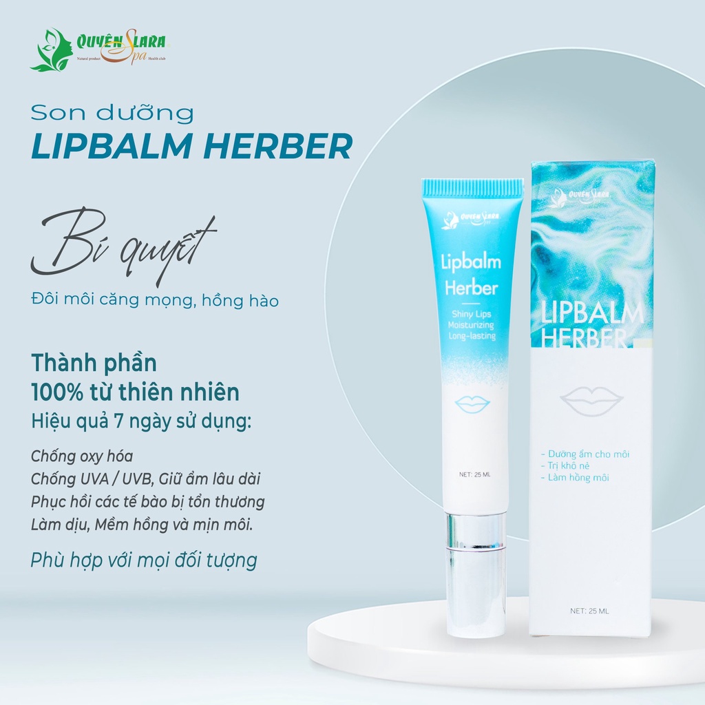 Gel Dưỡng Môi Lipbalm Herber Quyên Lara Giúp Dưỡng Ẩm,Làm Dịu Mềm Và Hồng Môi Chống Khô Nẻ Tuýp 25ml