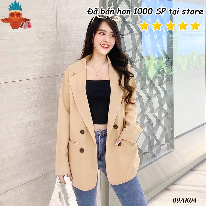 Áo blazer khoác vest túi mổ 3 nút tay THOCA HOUSE màu đen và cà phê freesize dưới 56kg phù hợp đi làm, đi sự kiện