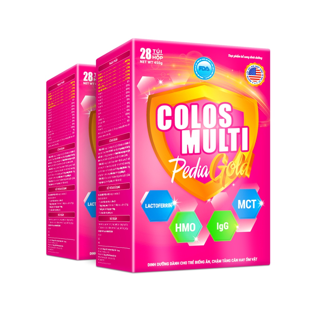 Combo 2 hộp sữa non Colosmulti Pedia Gold hộp 28 gói x 16g dành cho trẻ biếng ăn