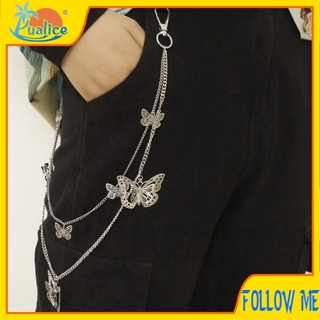 Wild double layer retro butterfly pants chain super fire hip hop multilayer butterfly necklace accessories tide