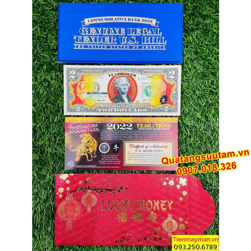 Bộ Tiền 2 USD In Hình Con Hổ Mạ Vàng Mừng Năm Nhâm Dần 2022, Quà Tết 2022