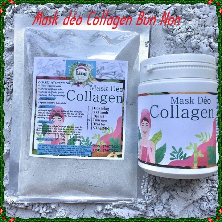 Mask dẻo 1 Ký Bùn Non Nhật Collagen Ling Có giấy VSATTP giấy ĐKKD nhiều công dụng