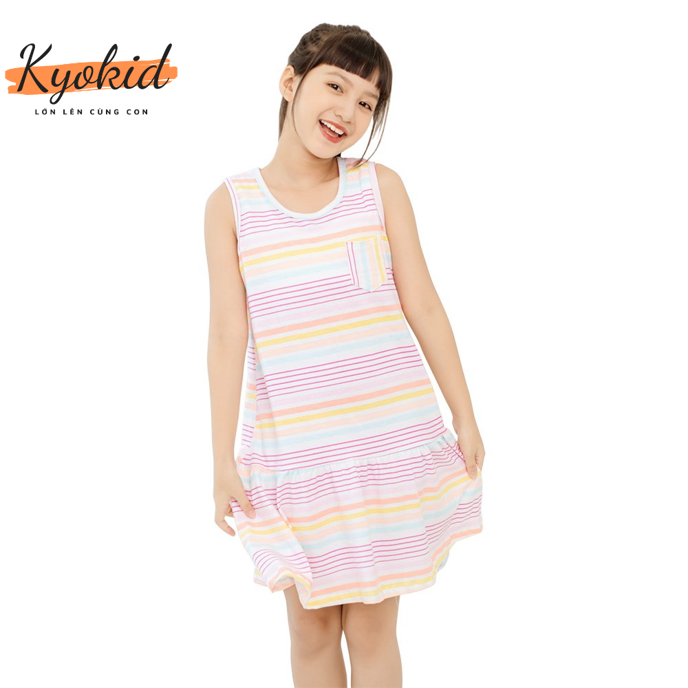 Đầm bé gái sát nách in tim, váy đầm bé gái chất liệu mềm mịn thoáng mát, size đại 20-40 kg, K20