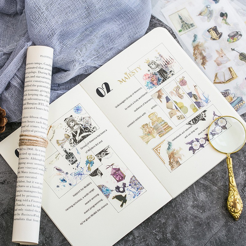 Set 6 tờ sticker nhũ trang trí planner STG085