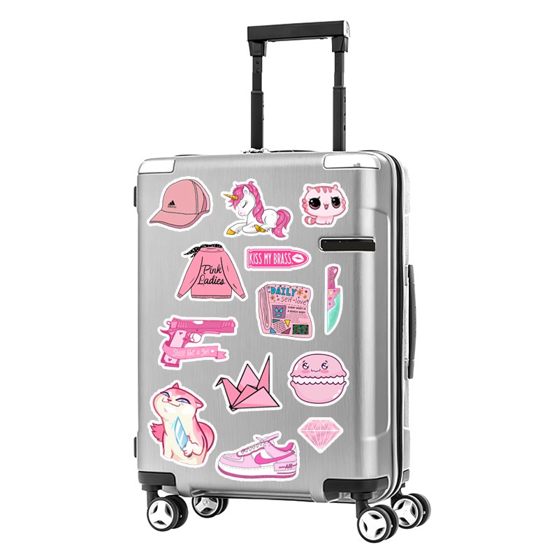 [Xưởng Bán Sỉ Sticker ] Set 50 Sticker Chủ Đề Hồng Pastel Dán Nón Bảo Hiểm Bán Buôn Bán Sỉ Từ 10 Bộ