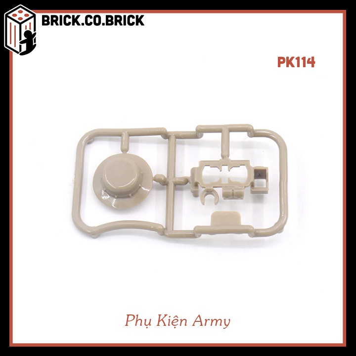 Phụ Kiện MOC Army Đồ Chơi Lắp Ráp Minifigure Nón và Giáp 2 màu Be và Xanh Lá PK106-PK115