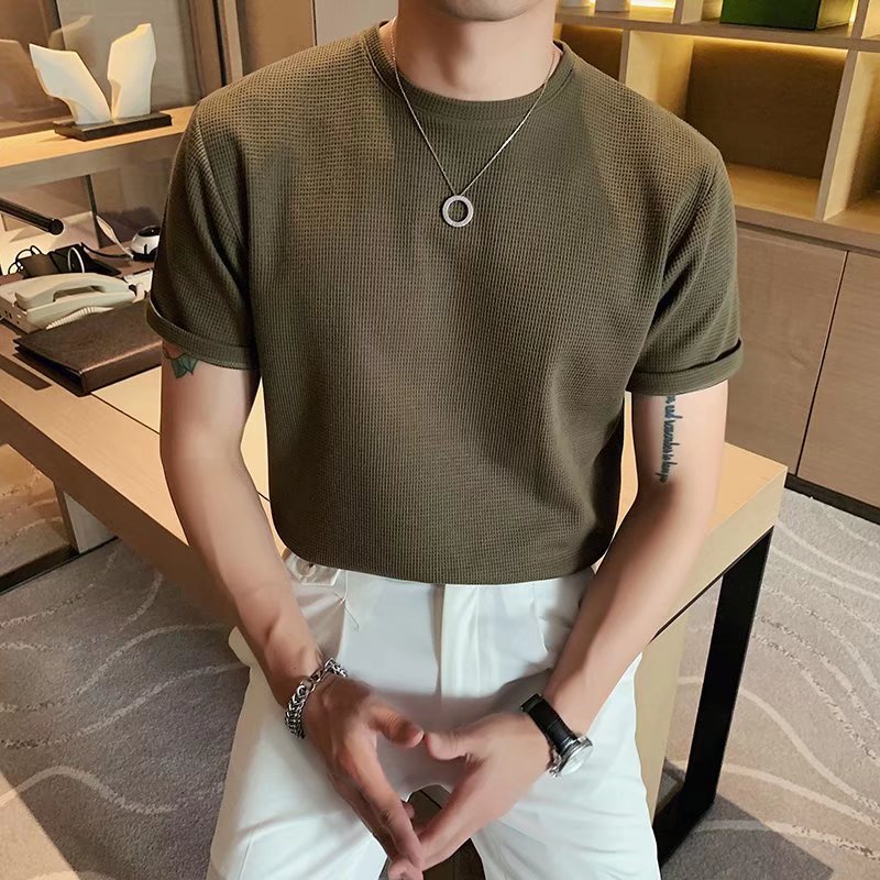 Áo Thun Nam Tay Ngắn Cổ Tròn Thời Trang Phong Cách Hàn Quốc simple Sọc from rộng áo thun thể thao simple áo thun có cổ