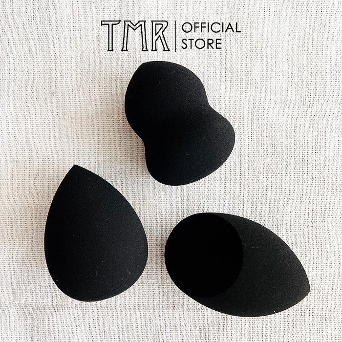 Bông Mút Tán Nền Đa Năng TMR Makeup, Premium Black 3 Loại Giọt Nước, Hồ Lô, Oval Vát, Màu Đen Cao Cấp
