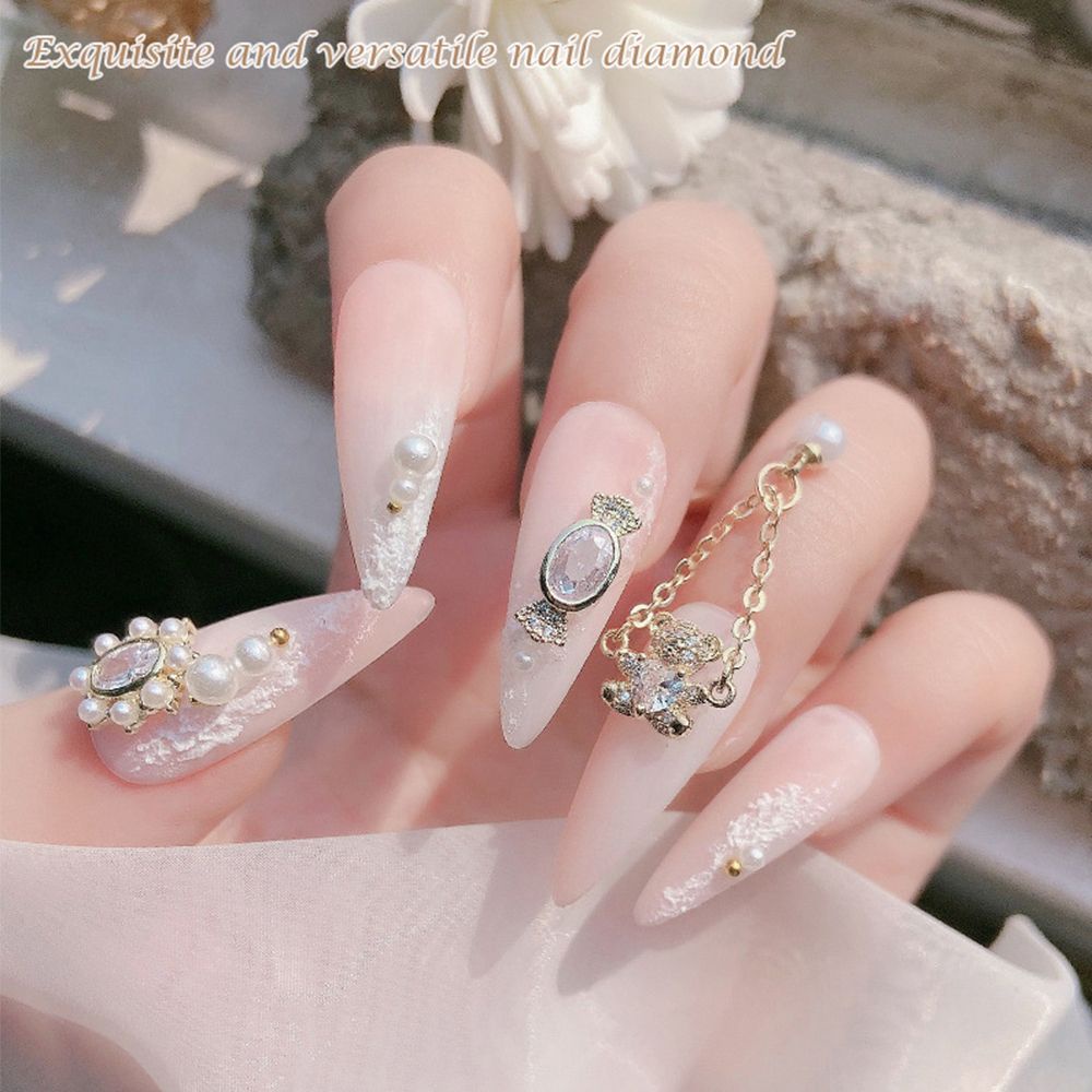 Mặt Dây Hình Gấu Đính Đá 3D Sang Trọng Trang Trí Móng Tay|Phụ Kiện Kim Loại Đính Đá Trang Trí Móng Tay