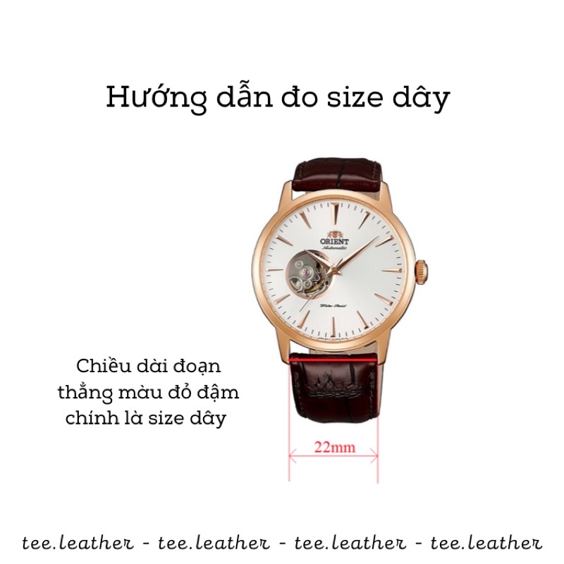 Dây Đeo Đồng Hồ Da Thật-khâu tay thủ công, dây da đồng hồ size 18mm, 20mm, 22mm, 24mm - 2 Lớp TEE LEATHER