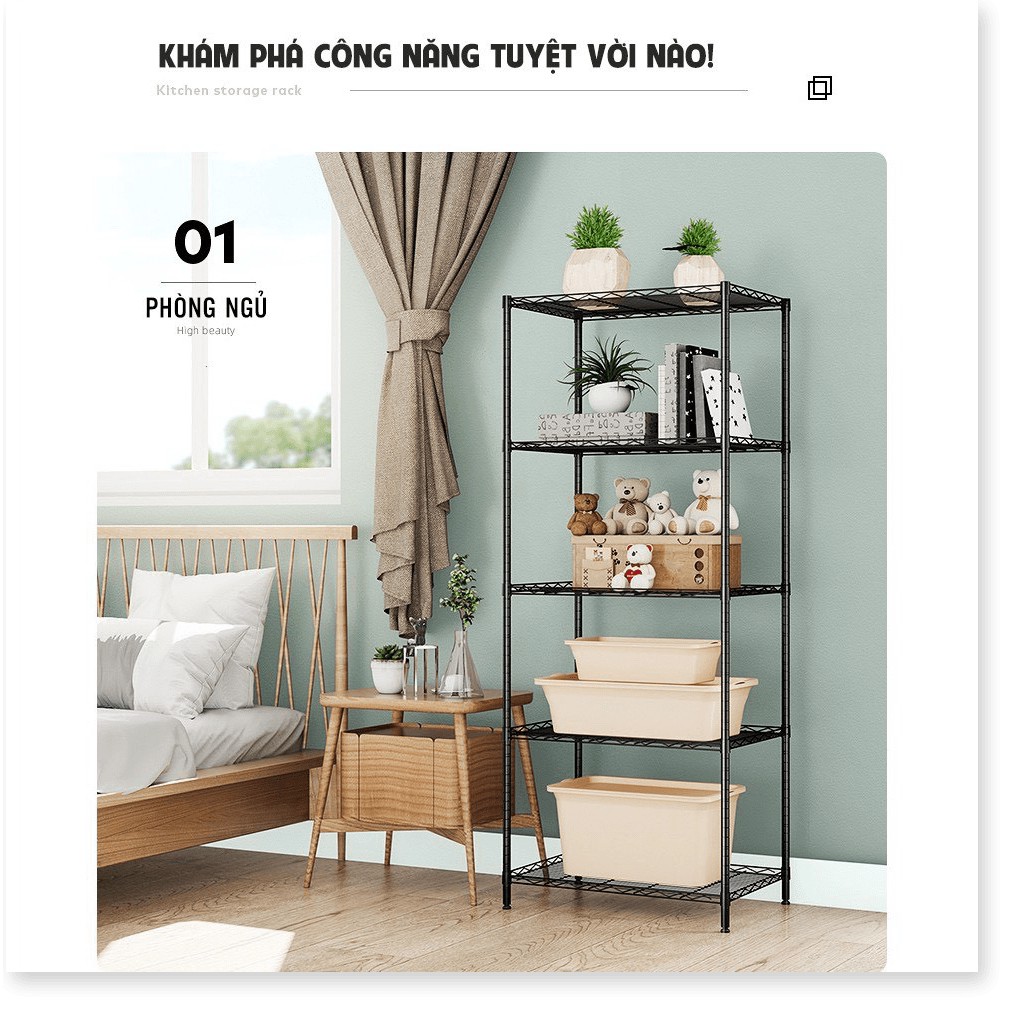 Kệ Sắt 5 Tầng Đa Năng, Kệ Để Lò Vi Sóng, Kệ Nhà Bếp Lắp Ráp Thông Minh