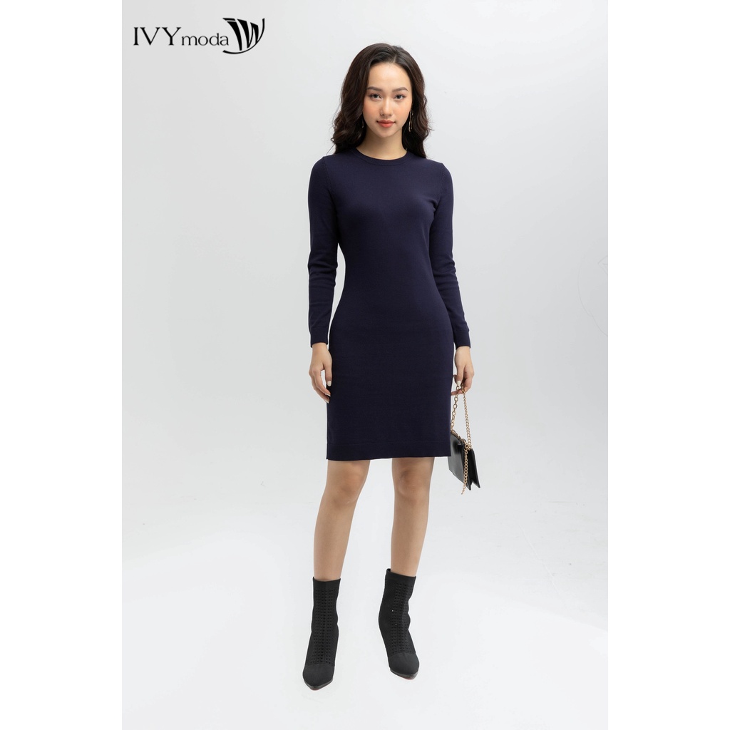 Đầm len cổ tròn ôm body IVY moda MS 42P0175
