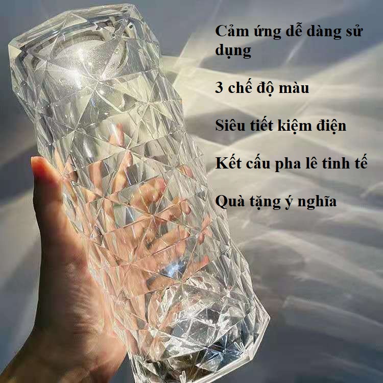 [HOT]Đèn ngủ pha lê cảm ứng chạm đổi màu, Hiệu ứng hoa hồng 3D sang trọng, Đèn decor trang trí đèn LED RGB - Kèm sạc USB