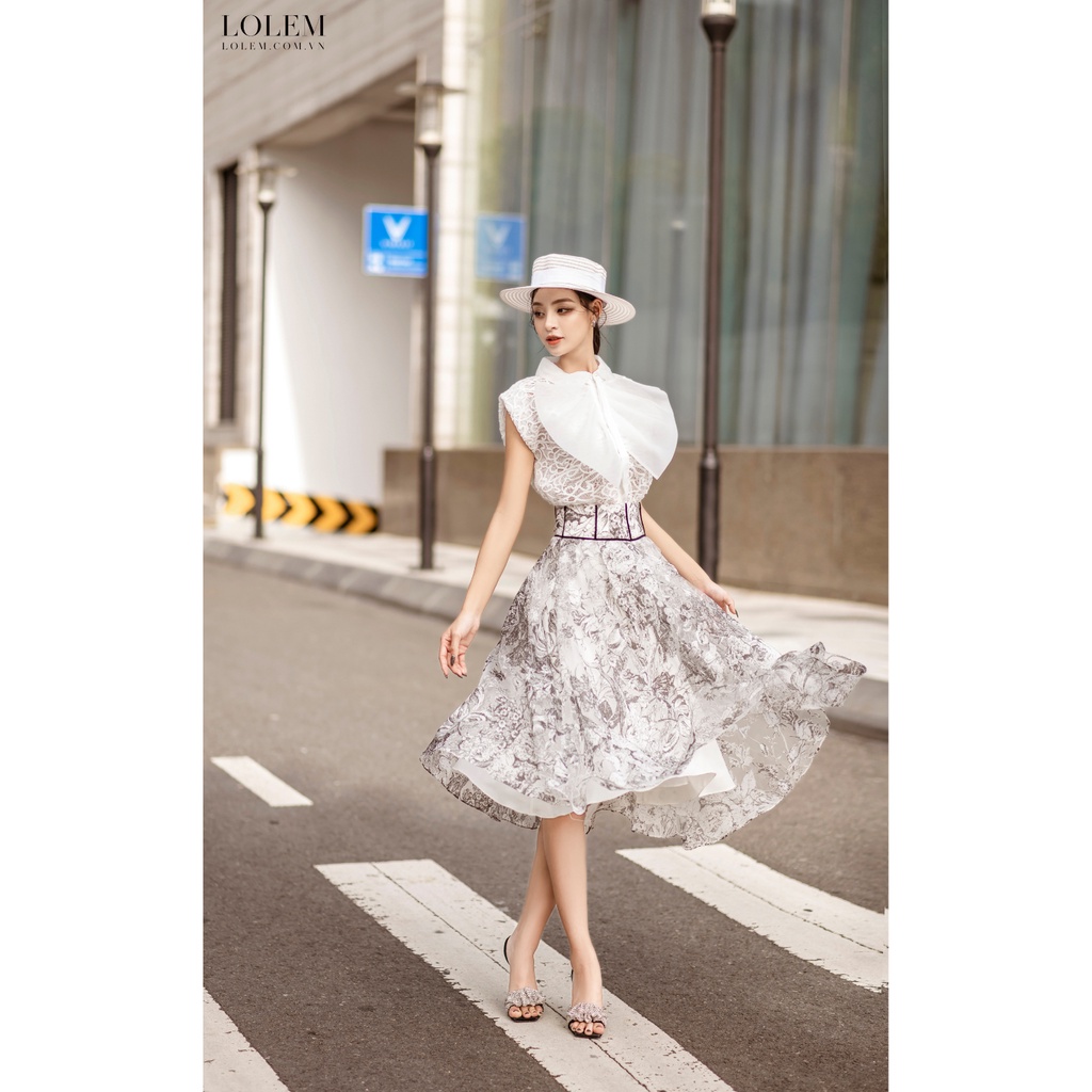 Chân váy dài LOLEM CVX352 lưng viền nhung vải tơ organza không nhăn bền