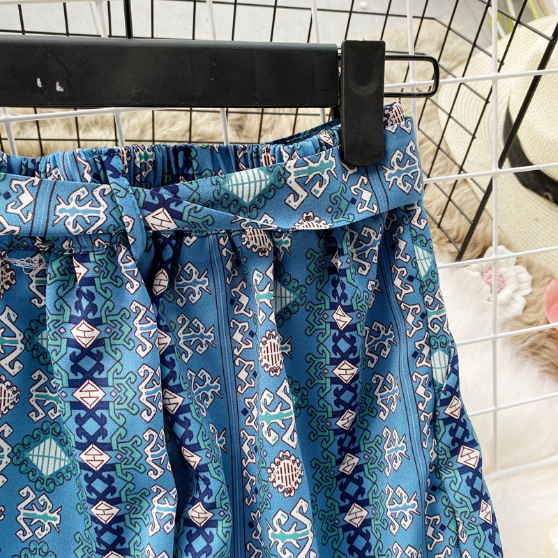 Quần Dài Ống Rộng Xẻ Tà Thắt Dây Phong Cách Bohemian Cổ Điển Cho Nữ