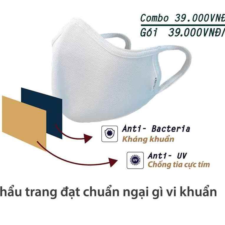 Combo 3 Khẩu Trang Vải Kháng Khuẩn Cao Cấp Chuẩn Y Tế 3 Màu Trắng Đen Xám Kisetsu-KI422005