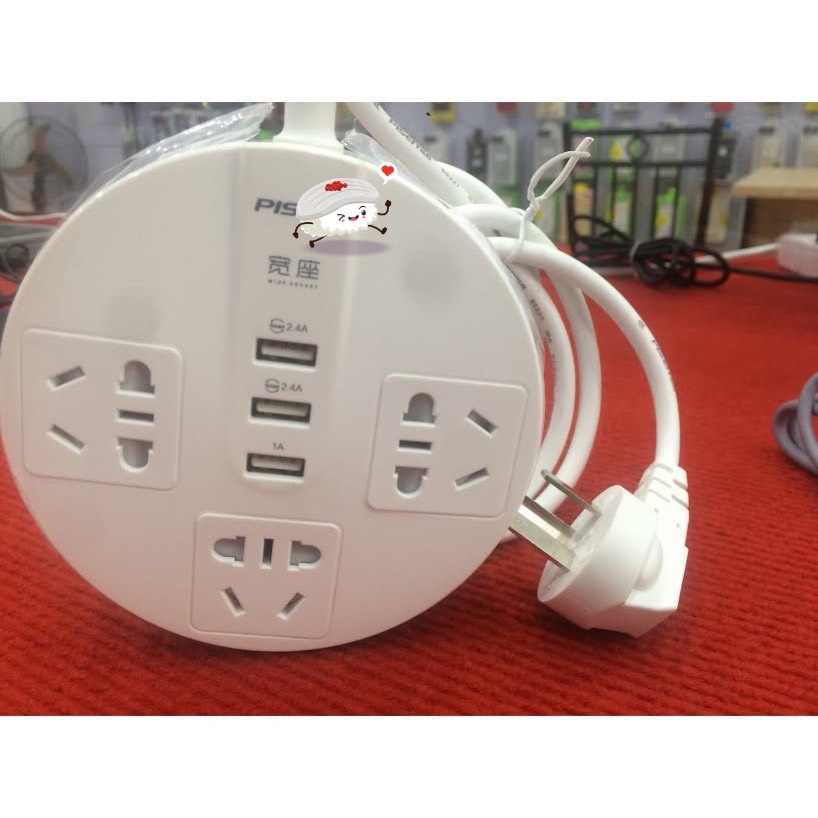 CHÍNH HÃNG Ổ cắm điện thông minh PISENN đa năng 3 Cổng Sạc Usb 3 cổng AC Smart Socket KY-33 /303 1.8m