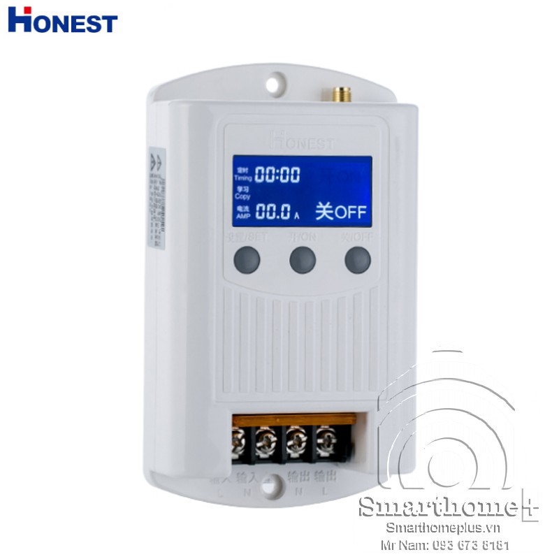 Công Tắc Điều Khiển Từ Xa 2Km 40A Có Hẹn Giờ Tắt Honest HT-8220W