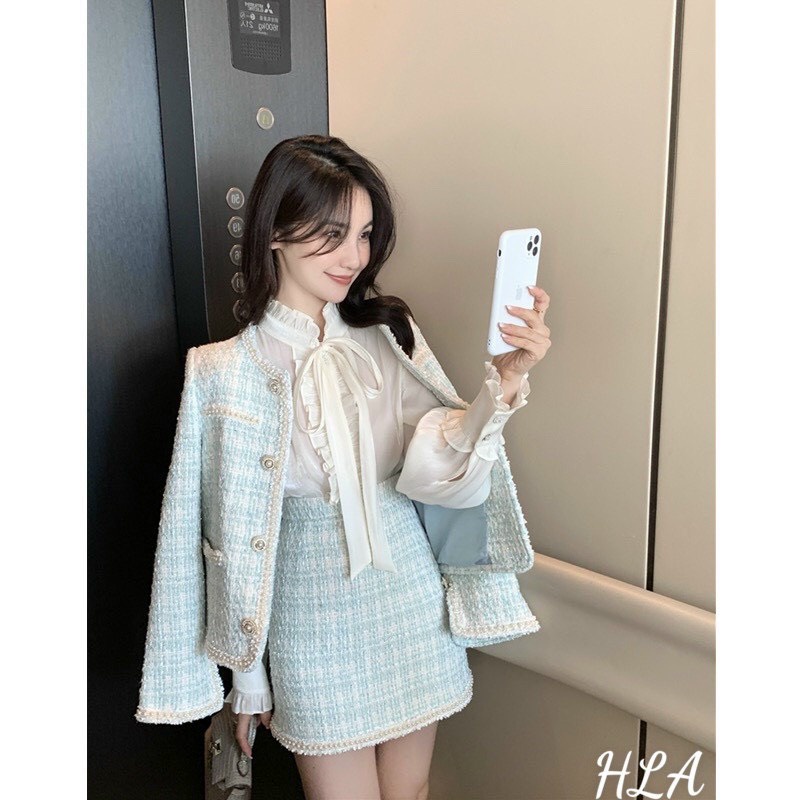 [XẢ KHO CẮT LÔ] SET DẠ TWEED QUẢNG CHÂU XANH