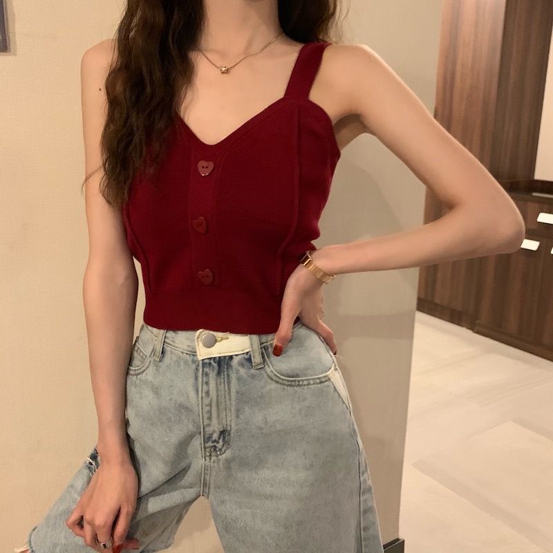 Áo Hai Dây Dệt Kim Thời Trang Mùa Hè Cho Nữ