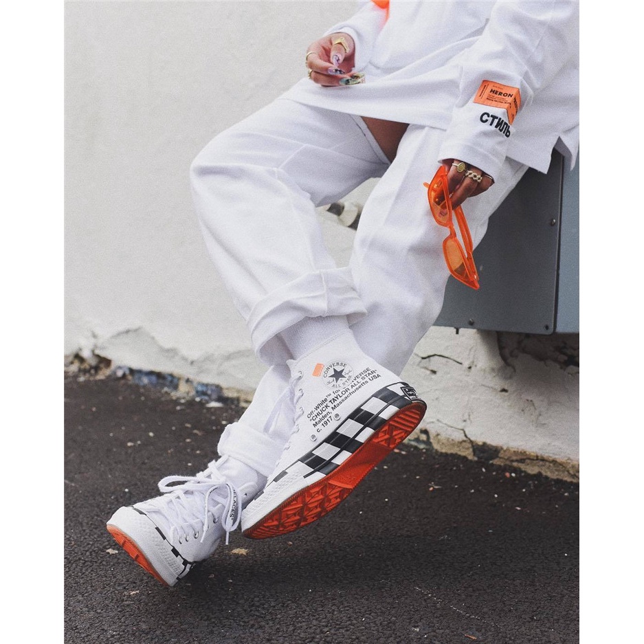 Giày Thể Thao Off White Converse Vải canvas Cao Cấp Cá Tính Cho Nam Nữ