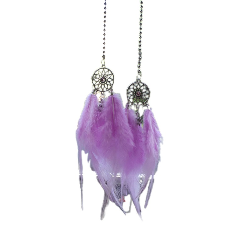 Lưới Bắt Giấc Mơ Mini Gắn Lông Vũ Treo Trang Trí Xe Hơi