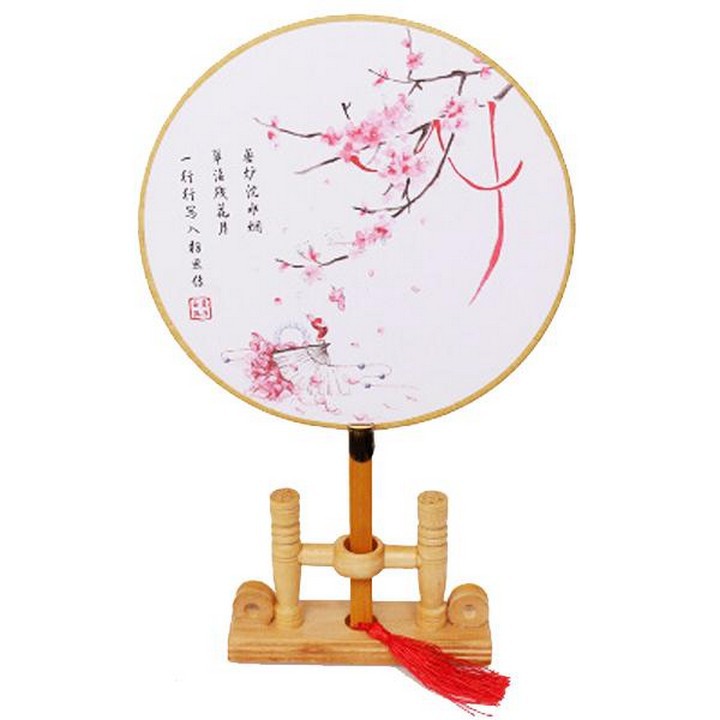 Quạt tròn thêu hoa dây tuyến bản đẹp bộ sưu tập quạt tròn cầm tay phong cách cổ trang Trung quốc cổ đại