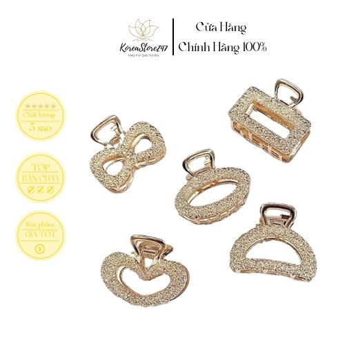 Set 5 Kẹp Tóc Xi Vàng Phong Cách Tiểu Thư, Hàn Quốc Korea Store