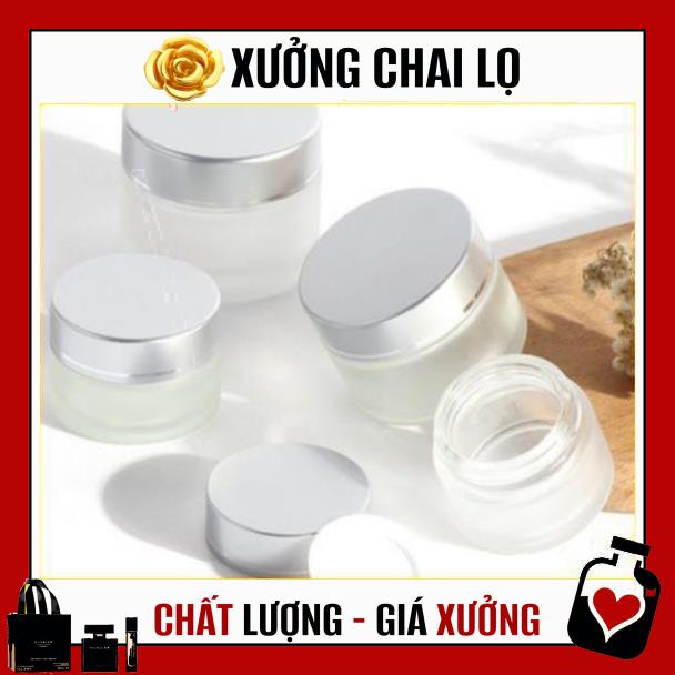 Hủ Đựng Kem ❤ TOP GIÁ RẺ ❤ Hũ chiết mỹ phẩm thủy tinh nắp bạc 5g/10g/15g/20g - Hũ kem thủy tinh , phụ kiện du lịch
