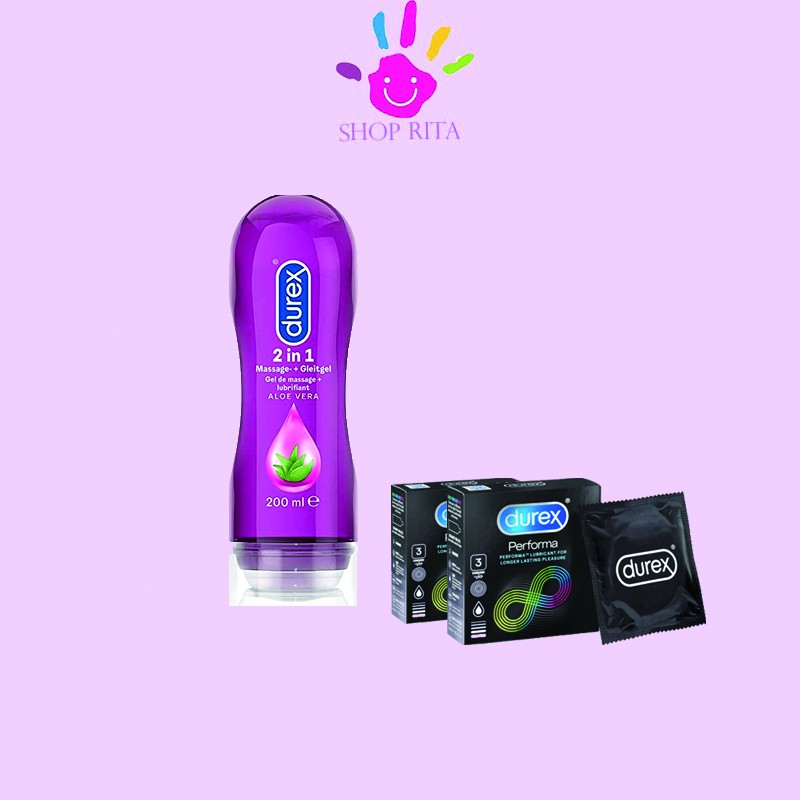 Gel bôi trơn Durex Play 200ml + Tặng 2 Bao cao su Durex Performa