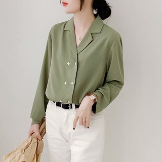 Áo sơ mi cổ vest 2 hàng cúc