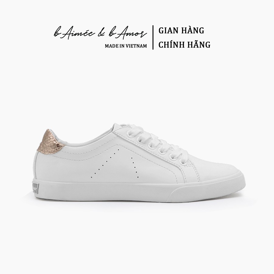 Giày thể thao nữ sneaker màu trắng đẹp dáng giày bata cổ thấp đế bằng chính hãng bAimée &amp; bAmor - MS0963