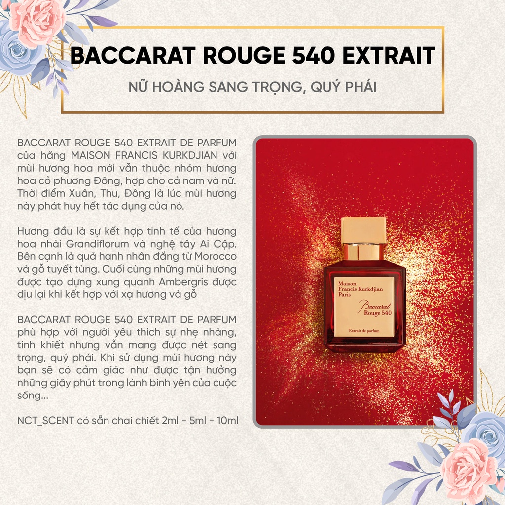 Nước hoa nữ Maison Đỏ MFK Baccarat Rouge 540 Extrait de Parfum - Hương thơm của sự giàu sang phú quý - Daikon Store
