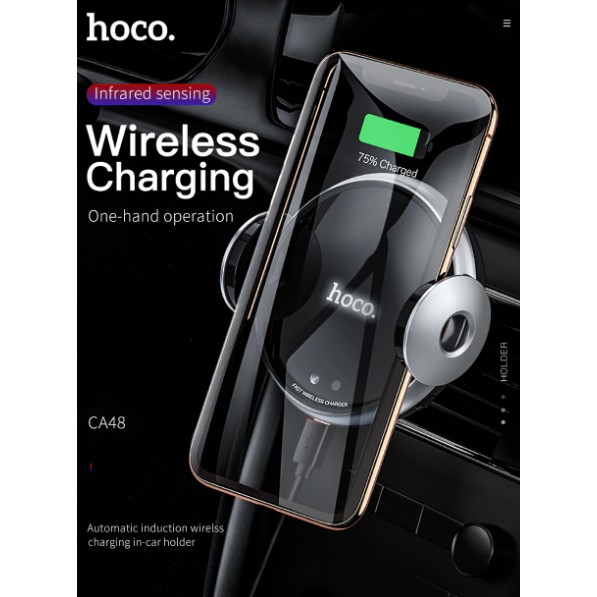 Giá Đỡ Điện Thoại  HOCO CA48 kiêm dock sạc không dây Dành cho điện thoại iPhone iP Xiaomi Huawei Samsung Oppo Realme