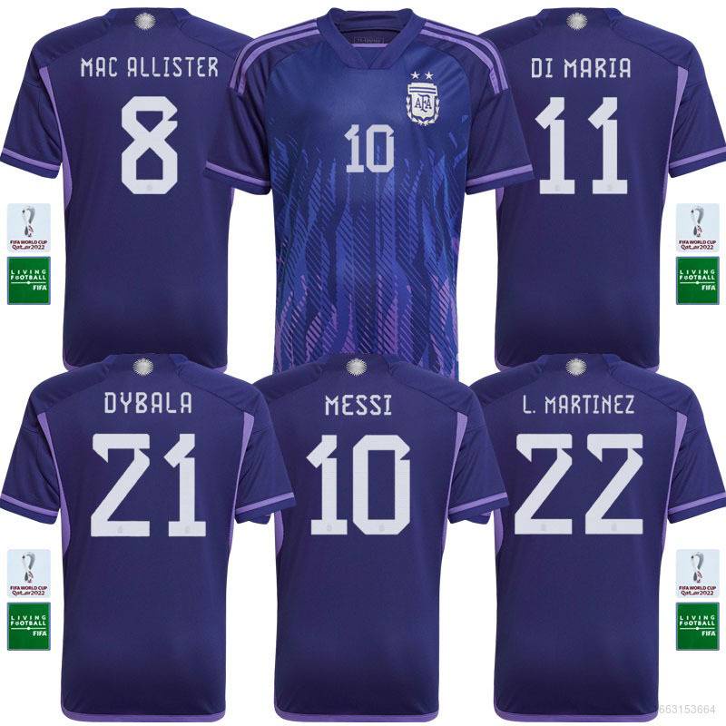O-o 2022 / 2023 Áo Thun Bóng Đá Unisex Phiên Bản Cầu Thủ Argentina Away Di Maria Martinez Dybala Messi