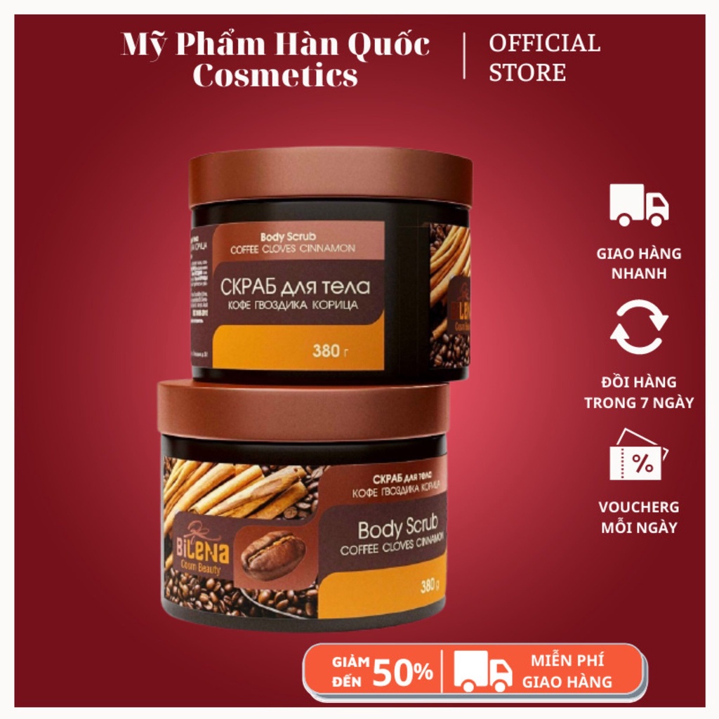 TẨY DA CHẾT BODY Quế Hồi Cà Phê Bilena Body Scrub 250ml